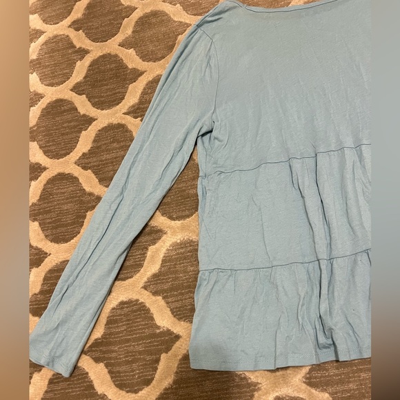 Blue Long Sleeve Tiered Top Loft Size Medium - Picture 7 of 7